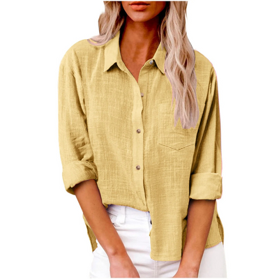 Elvira - Casual blouse met lange mouwen - Ademend katoen - Vrouwelijke pasvorm