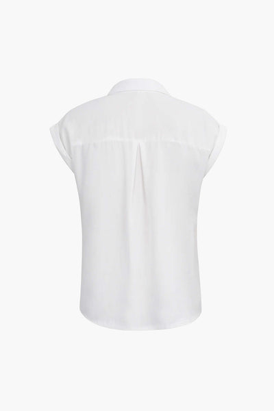 Vittoria - Minimalistische Opgerolde Mouw Geknoopte Zoom Dames Shirt