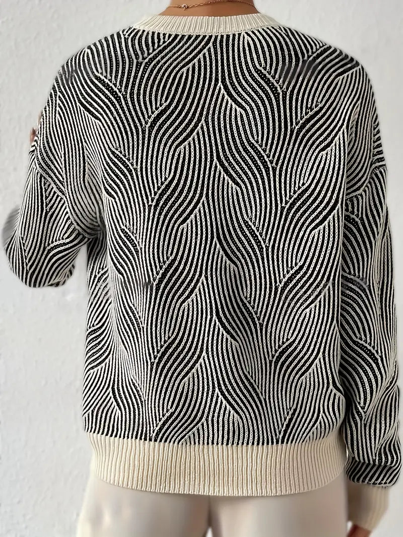 Elowen – Knitted Sweater with Abstract Print | Stylish, Warm &amp; Unique