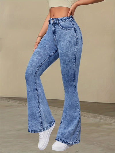 Nina | Elegante hoge taille stretch denim flare jeans