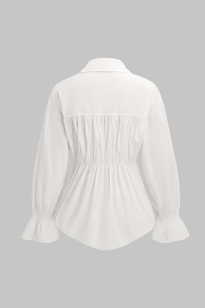 Harper - Modern Patchwork Detail Women's Corset Long Sleeve Shirt