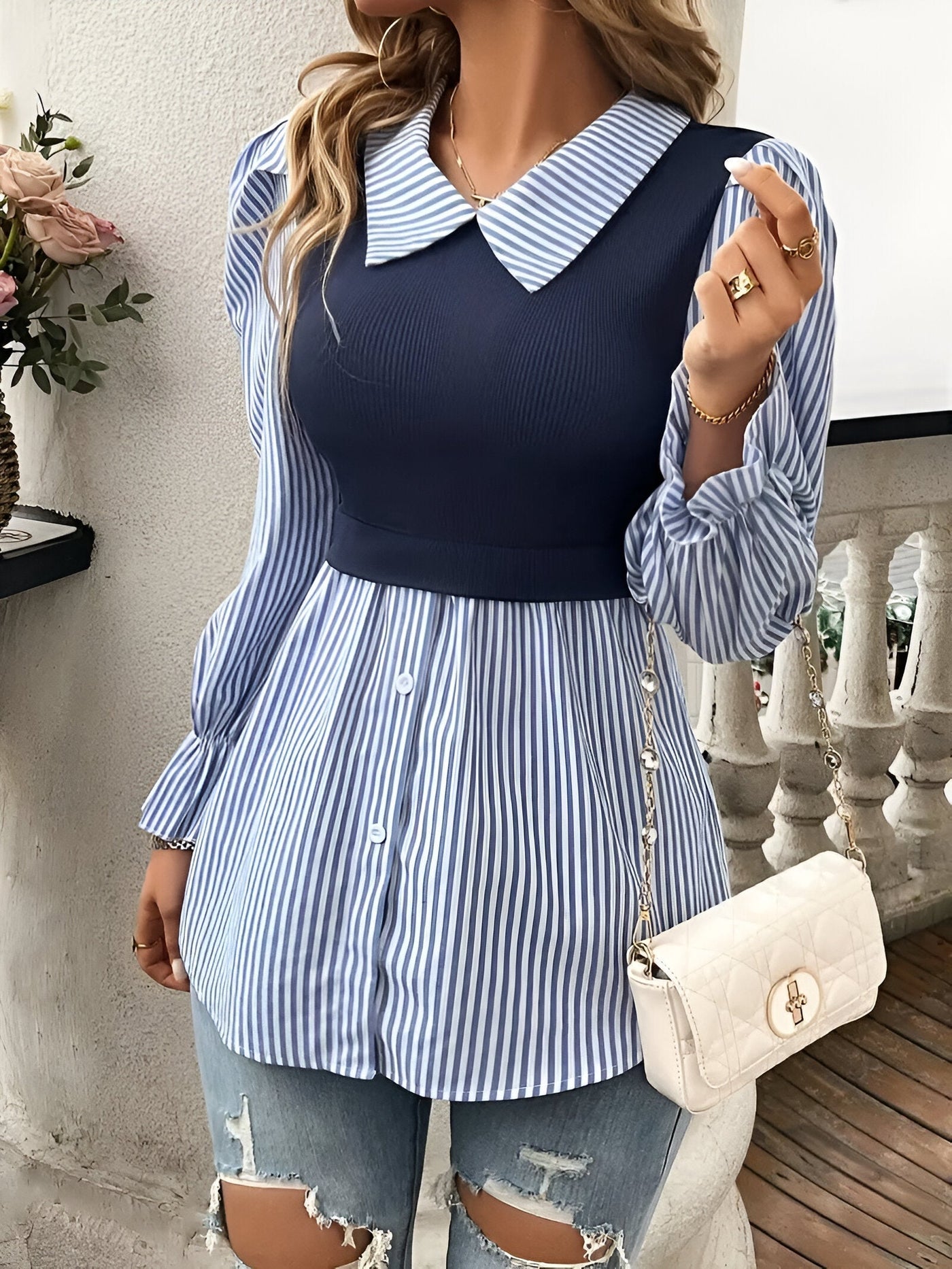 Caprice - Stijlvolle Blouse met Blokstrepen