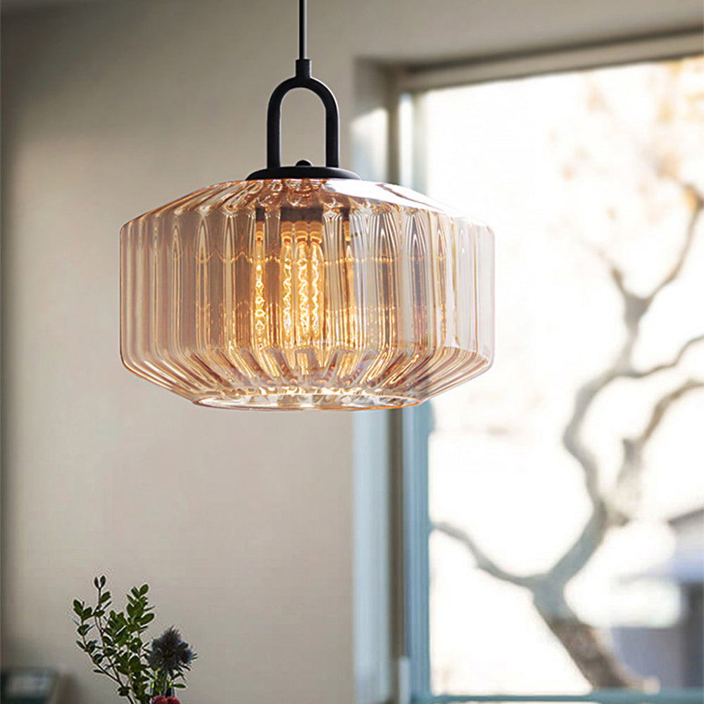 Minda - Mid Century Striped Glass Pendant Light