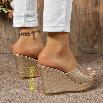 Nina | Modieuze dames peep toe wedge sandalen