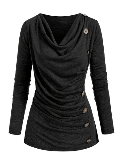 Lotte | Plain knitted top with turtleneck and ruffles