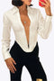 Olivia - Chic Diepe V-Hals Lange Mouwen Dames Corset Shirt