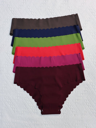 Lotte | 6-piece plain briefs with a scalloped edge
