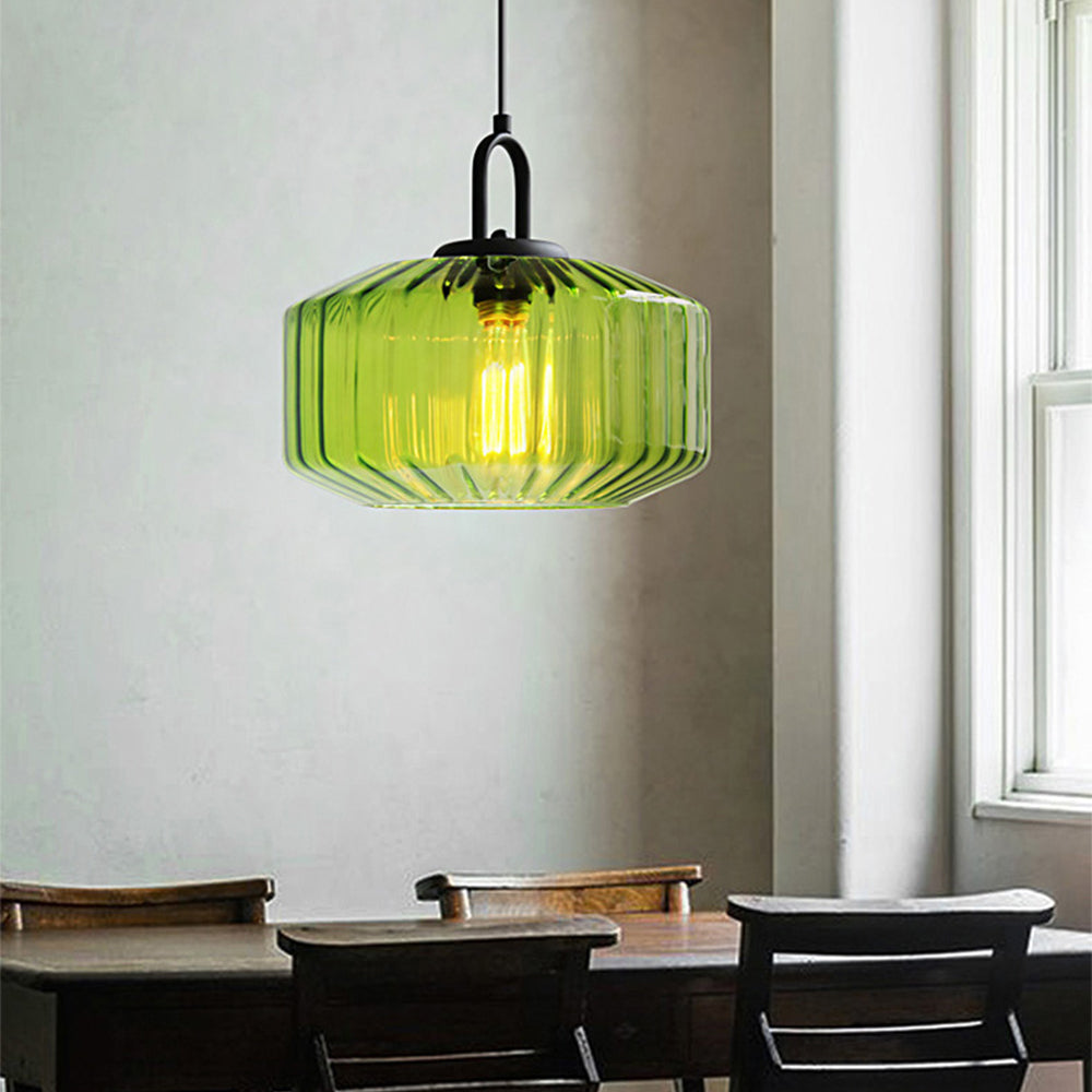 Minda - Mid Century Striped Glass Pendant Light