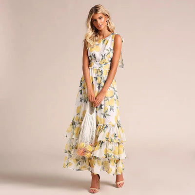 Margaret - mouwloze jurk met print