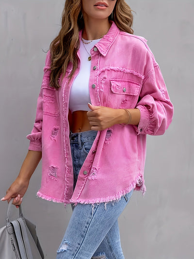 Chloe | Chique distressed denim jas voor dames