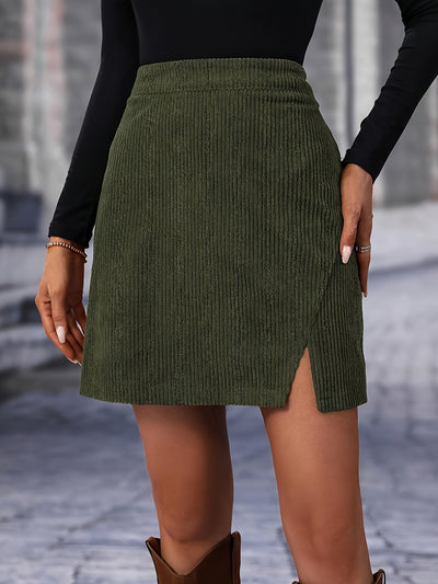 Sophie | Elegante hoge taille mini rok met split in effen kleur