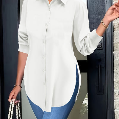 Elise | Elegant blouse with split button closure and long sleeves