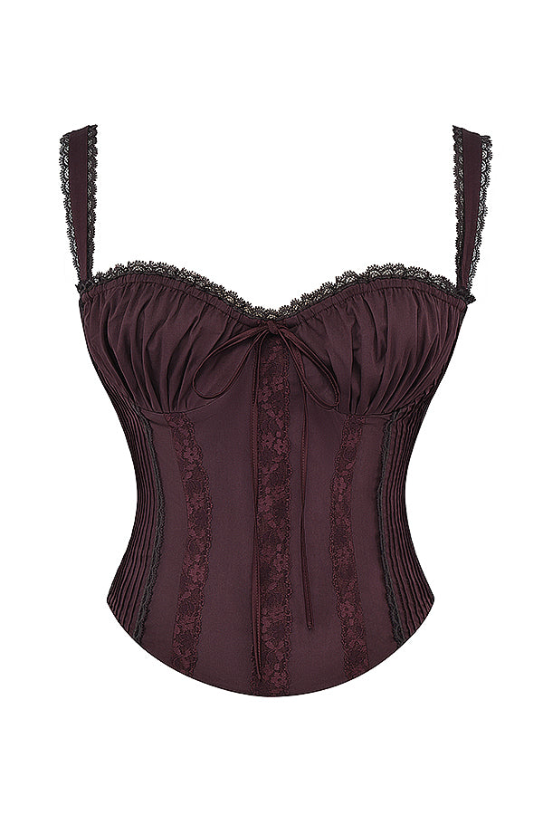 Grazina - Brown Lace Corset Top