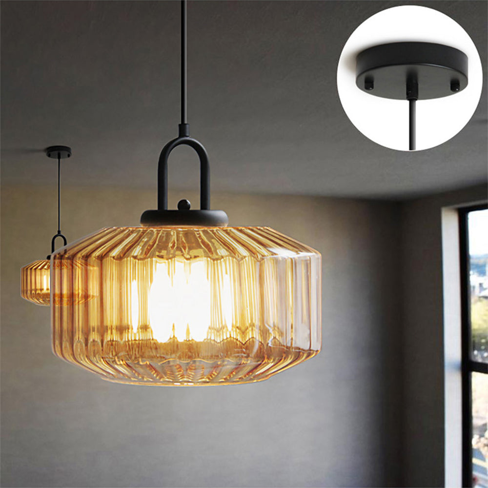 Minda - Mid Century Striped Glass Pendant Light