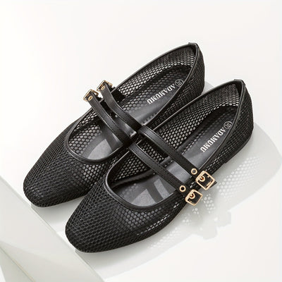 Sophie | Ademend mesh balletschoenen met gesp