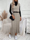Evelien | Gebreide mouwloze maxi-jurk met kabelpatroon en V-hals