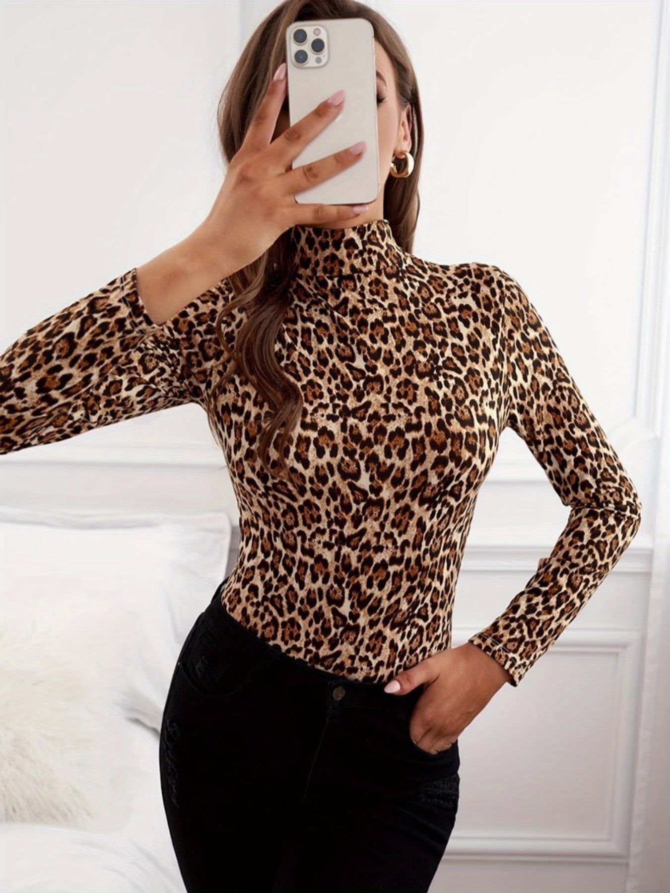 Elena | Leopard print knitted bodysuit