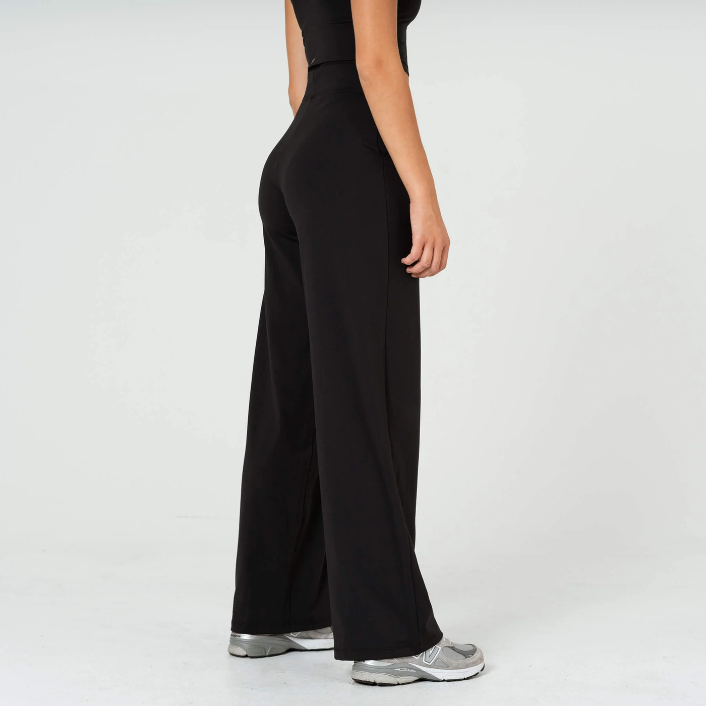High-Waist Wide-Leg Trousers with Elastic Waistband 