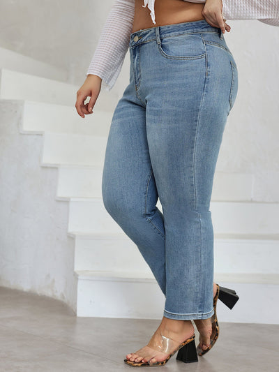 Lotte | Plus size casual jeans with high waist and straight legs