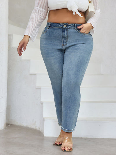 Lotte | Plus size casual jeans with high waist and straight legs