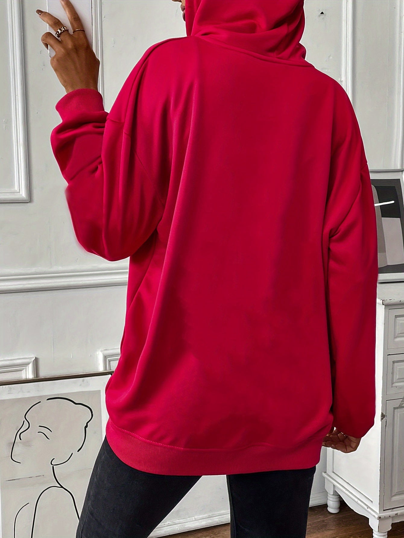 Stefanie | Stevige rits met trekkoord, losse hoodie met lange mouwen en zakken