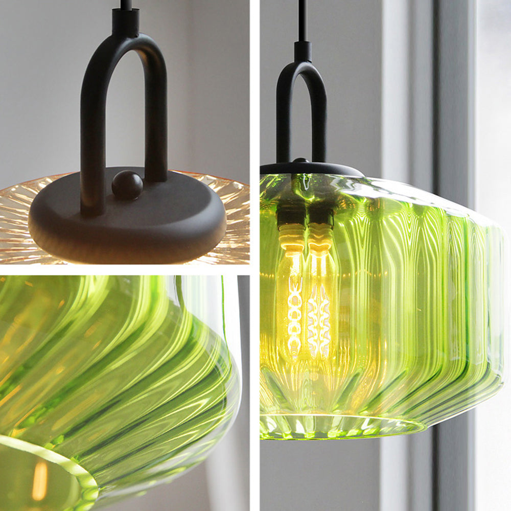 Minda - Mid Century Striped Glass Pendant Light