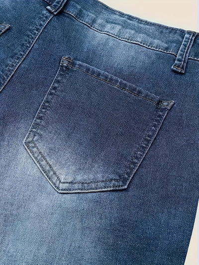 Demi | Blauw gewassen denimshorts met hoge taille en oprolbare zoom