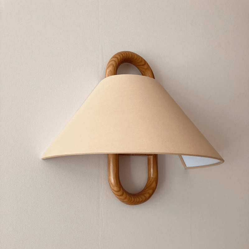 Dormen - Solid Wood Pleated Semi Circle Wall Sconce Lamp