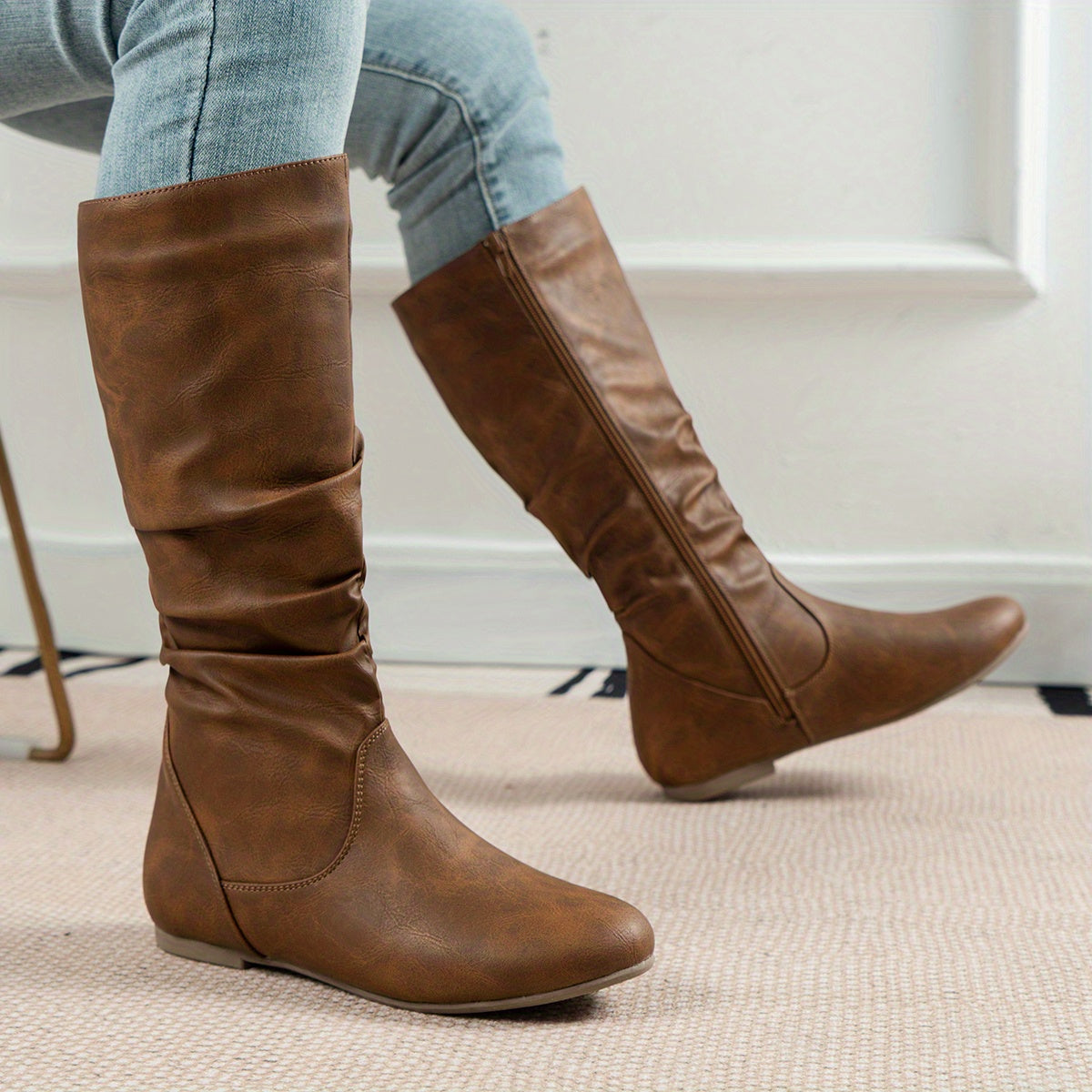Nina | Retro women's riding boots with zipper