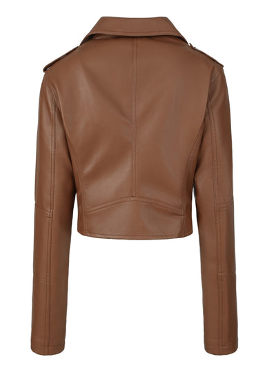 Lotte | Faux leather crop jacket with zipper and long sleeves
