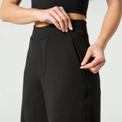 High-Waist Wide-Leg Trousers with Elastic Waistband 