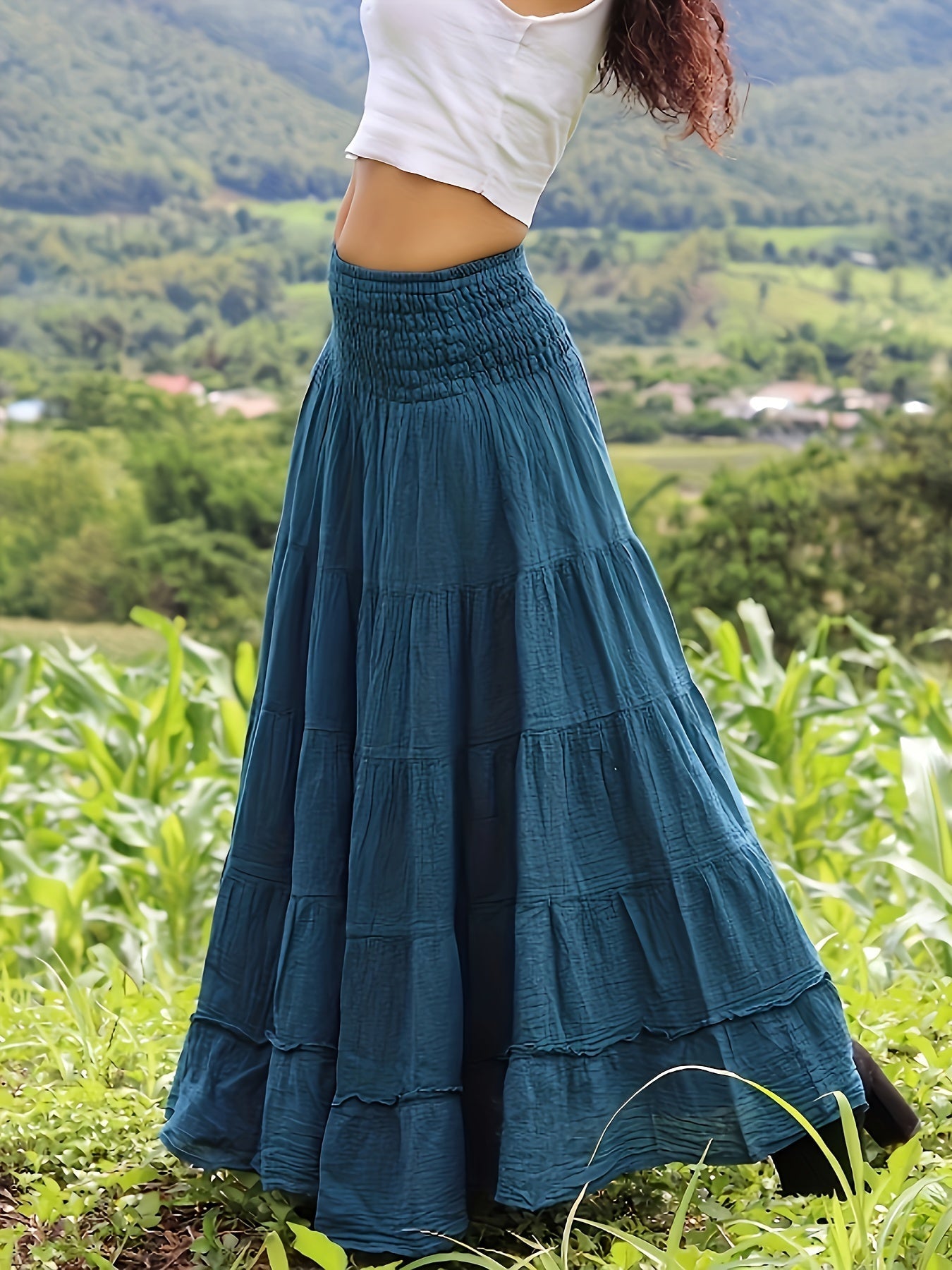 Stijlvolle maxi rok met geplooide taille