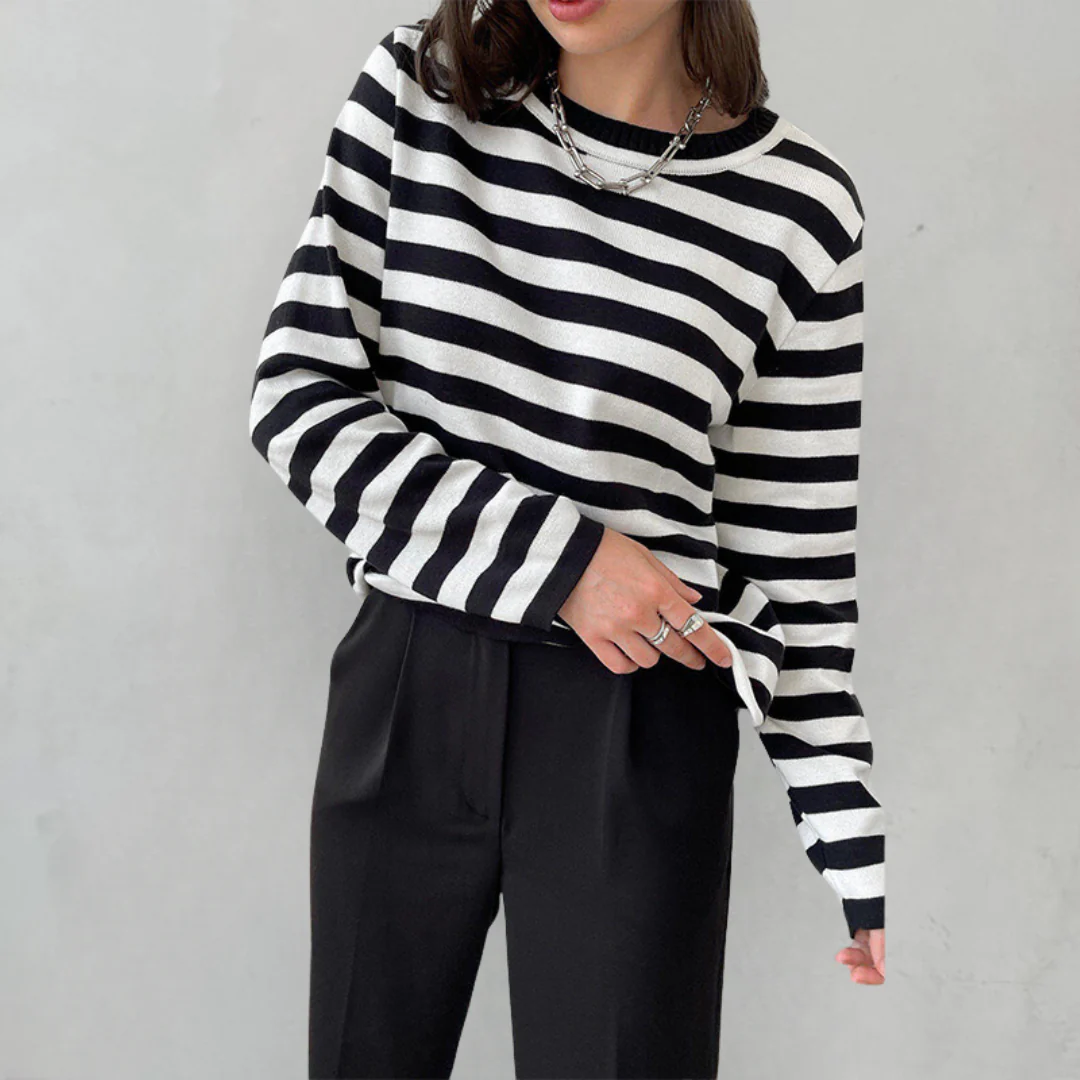 Striped Long Sleeve Sweater – Timeless and Casual