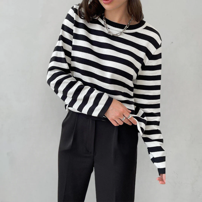 Striped Long Sleeve Sweater – Timeless and Casual