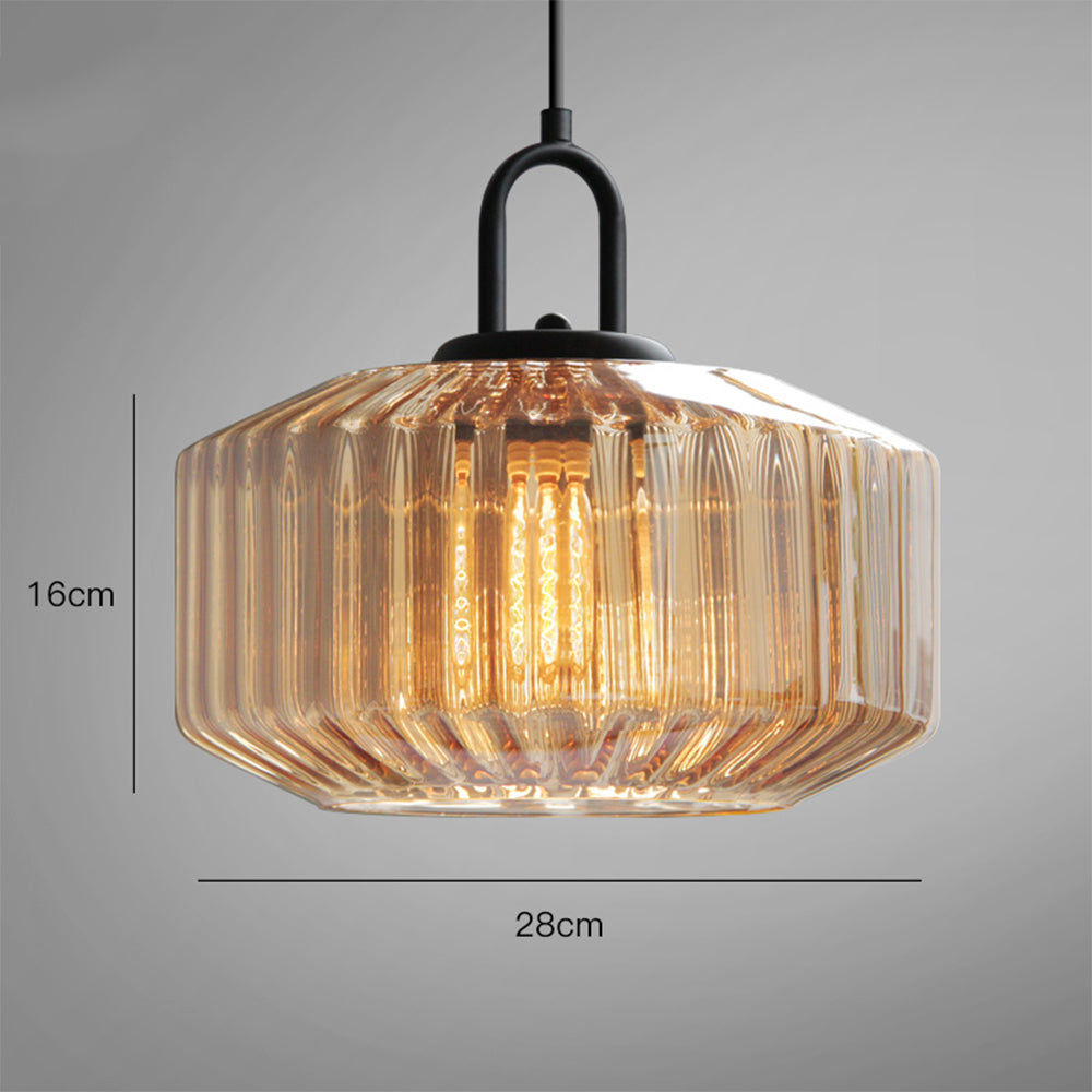 Minda - Mid Century Striped Glass Pendant Light