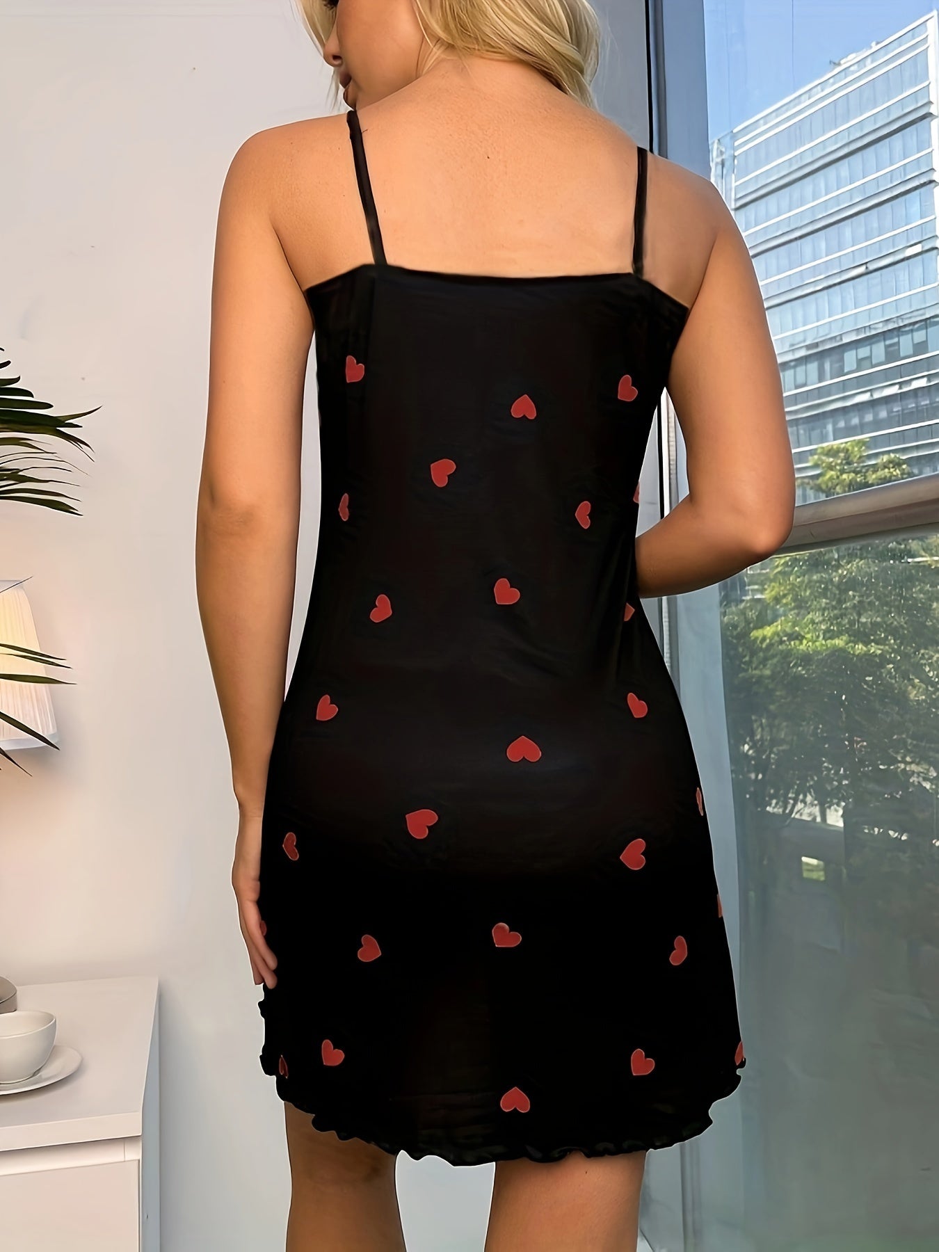 Nina | Nachtkledingjurk met hartprint en ruches