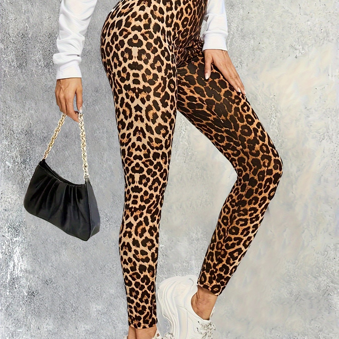 Nina | Luipaardprint skinny leggings met hoge taille