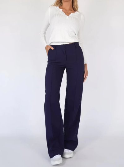 Flared Broek Dames High Waisted – Uitlopende Stretchbroek met Naden