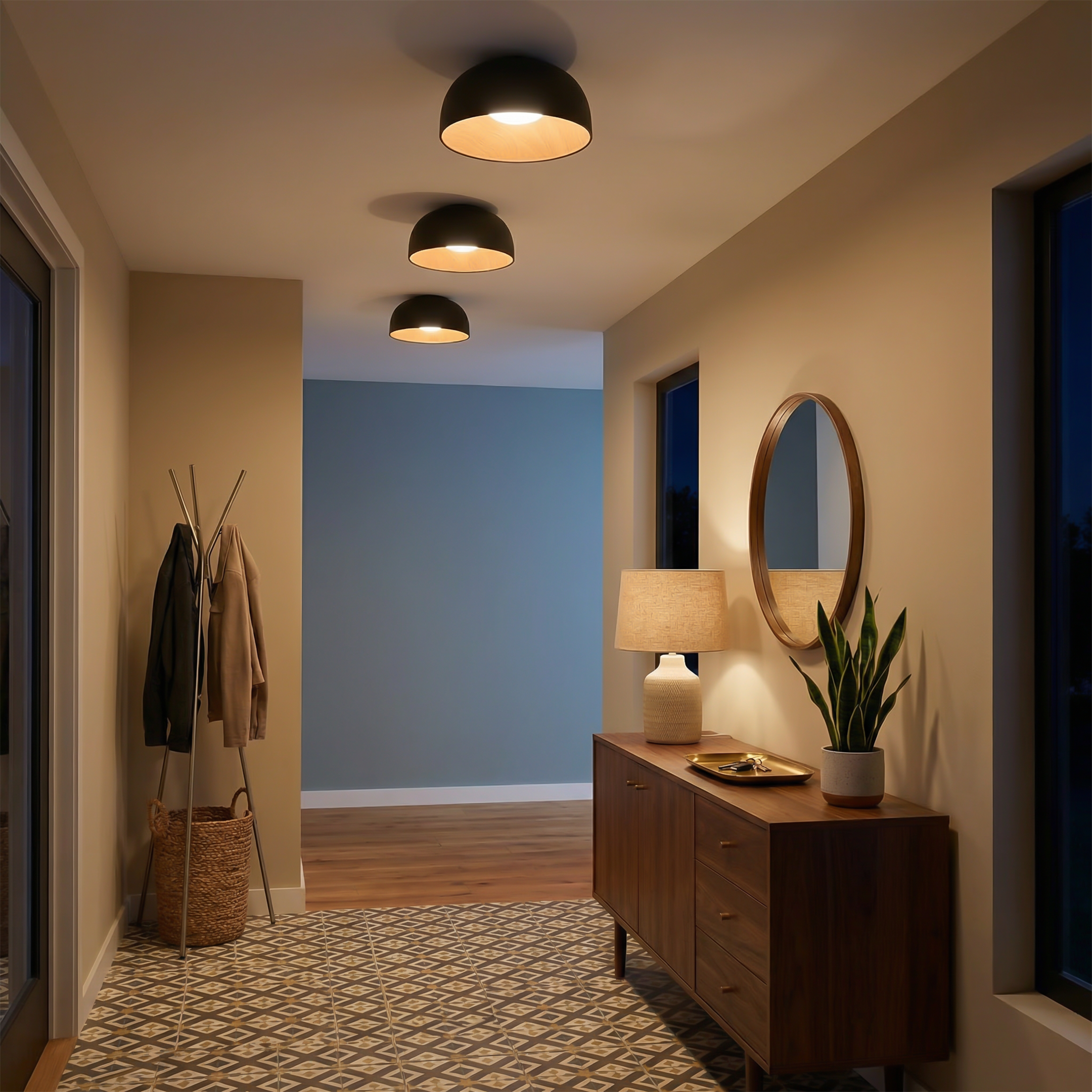 Aubrey - Black Metal Wood Ceiling Lamp