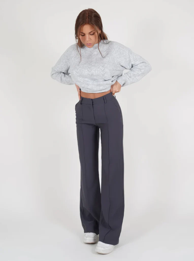 Flared Broek Dames High Waisted – Uitlopende Stretchbroek met Naden