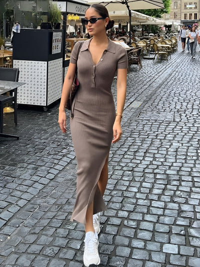 Cecilia | Elegante Midi Jurk met Split