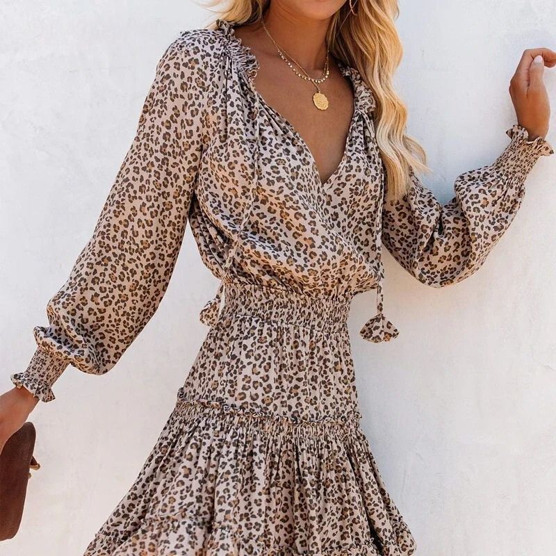 Daphne - luipaardprint mini-jurk