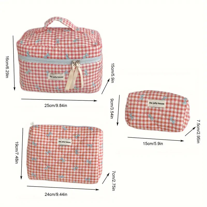 TidyBow - Dames Make-uptas Set met Geruite Strik
