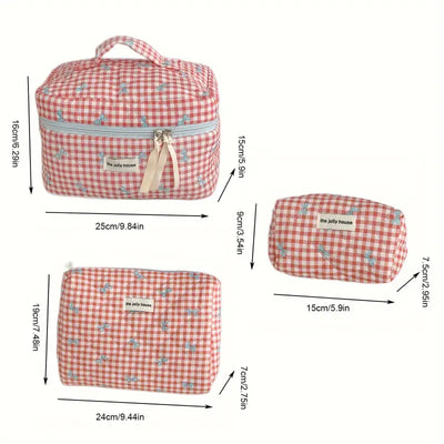 TidyBow - Dames Make-uptas Set met Geruite Strik