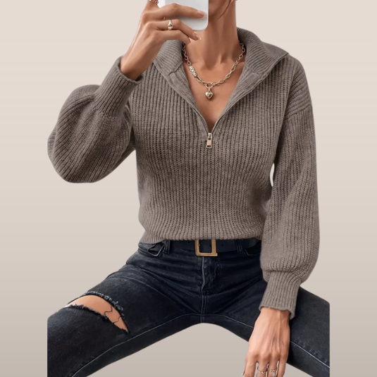 Els - Sweater with lapel collar and zipper