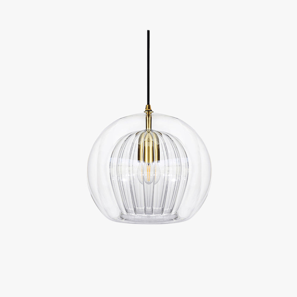 Hailie Modern Ball LED Pendant Lamp Metal Glass Clear Amber Bedroom Dining Room Living Room 