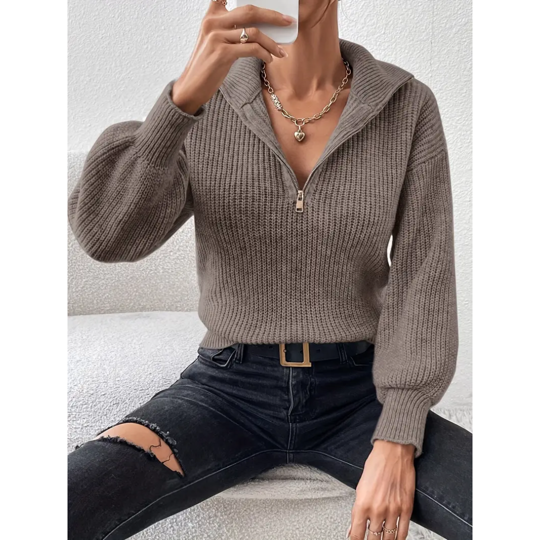 Els - Sweater with lapel collar and zipper