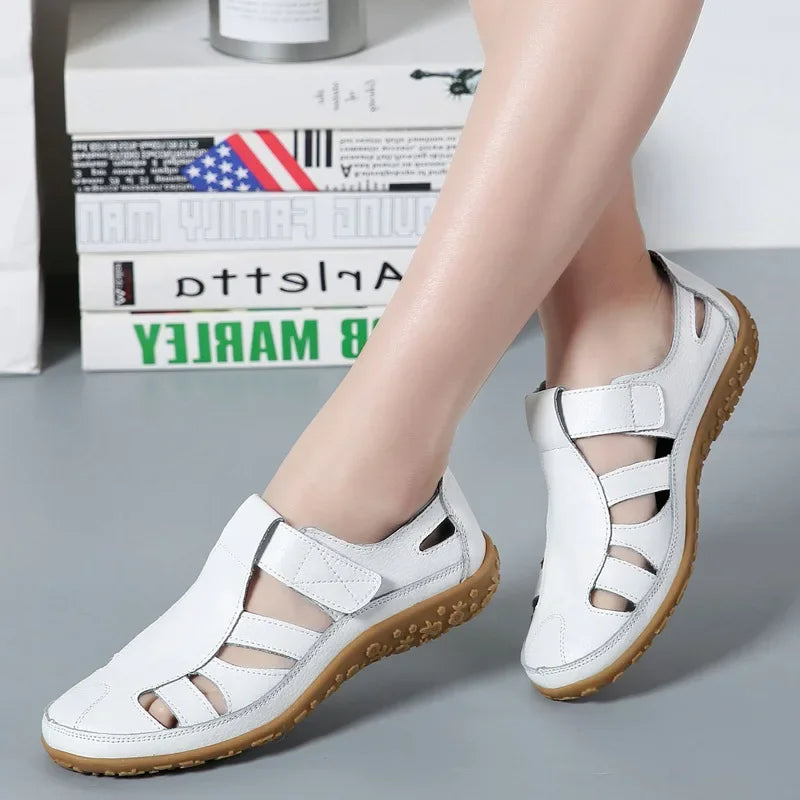 Vrouwen casual lederen zomersandalen