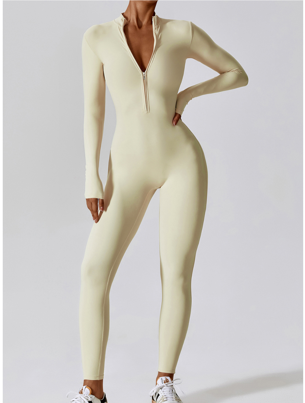 Fayenne - Shaping Yoga Fitness Jumpsuit met Lange Mouwen