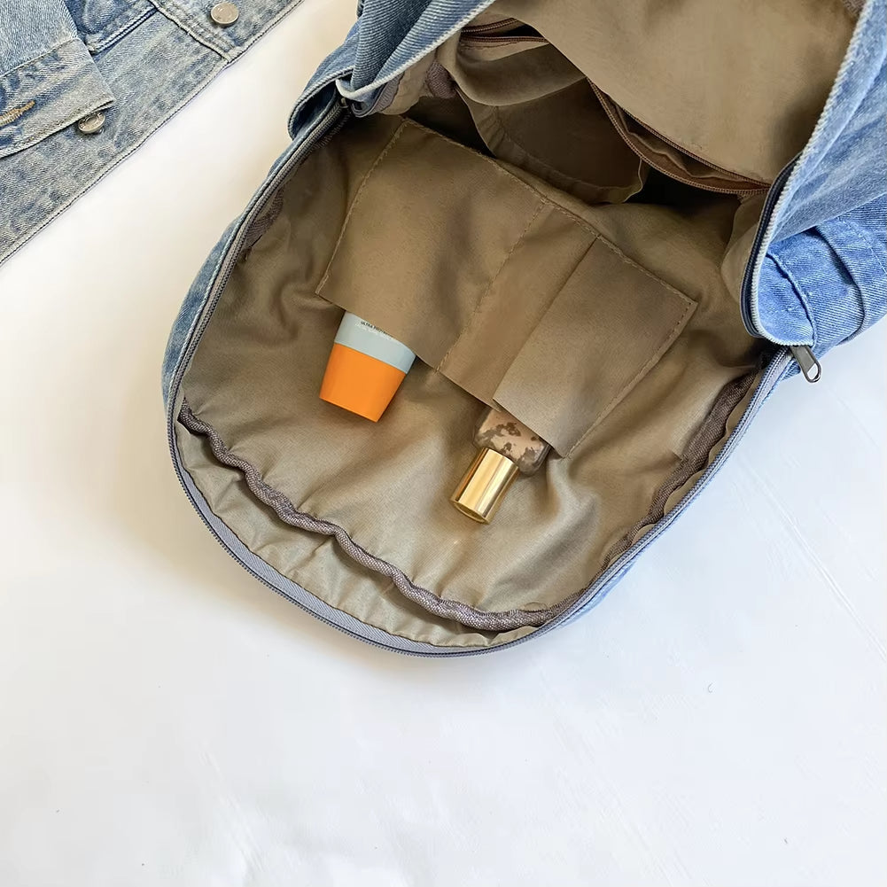 RetroDenim - Vintage Spijkerstof Rugzak met Grote Capaciteit